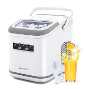imageecozy Countertop Ice Maker Portable Ice Maker with SelfCleaning 9 Bullet Ice Cubes in 6 Mins 26lbs24Hrs Ice Maker Machine with Ice Bags Handle Standing Scoop and Basket White