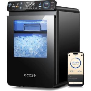 imageecozy Nugget Ice Maker Countertop Smart Pebble Ice Machine with APP Control 44 lbs Per Day Soft Pellet Chewable Ice with SelfCleaning Stainless SteelSolid Black