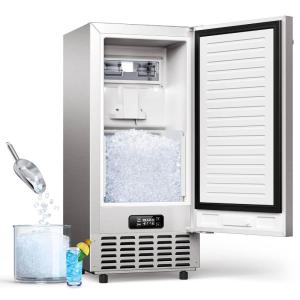 imageecozy Under Counter Nugget Ice Maker Machine Bulitin ampamp Freestanding Horizontal Handle Reversible Door 66 LbsDay Thickened Viewing Glass Window SelfCleaning ampamp 24H Timer Stainless Steel