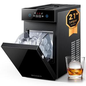 imageecozy 21 Clear Ice Ball Maker with CrystalFlux Technology Small Footprint Sphere Ice Maker with 8H Timer 1 pcs in 30 Mins 48 pcsDay SelfCleaning for Home Bar Whiskey amp Bourbon