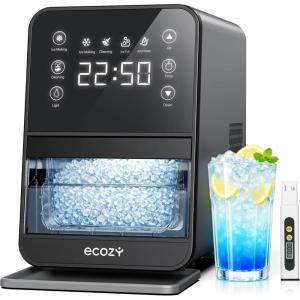 imageecozy Nugget Ice Maker Countertop 40Lbs24H Chewable Pebble Ice OneTouch Timer Control SelfCleaning Sonic Ice Machine with TDS Water Tester PullOut Ice Basket Compact for Home Kitchen OfficeDark Gray