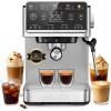 imageecozy 4in1 Espresso Machine and Coffee Maker Combo with Milk Frother All in One with Cold Brew amp Over Ice Interactive Touch Screen Brezzano Elite Series for Cappuccinos Lattes AmericanosSilver