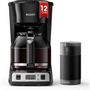 imageecozy 4in1 Espresso Machine and Coffee Maker Combo with Milk Frother All in One with Cold Brew amp Over Ice Interactive Touch Screen Brezzano Elite Series for Cappuccinos Lattes AmericanosGlossy Black