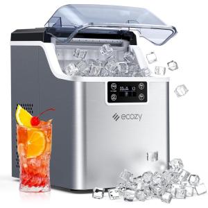 imageecozy Ice Cube Makers Countertop 45 lbs Per Day Portable Ice Machine 24 Cubes Ready in 13 Mins SelfCleaning Function Perfect for Home Kitchen Bar Office Stainless SteelSilver